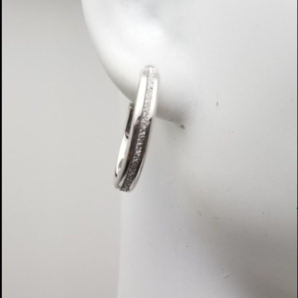 Sterling Silver Glitter Hoop Earrings 20mm Valentines day - Picture 5 of 6